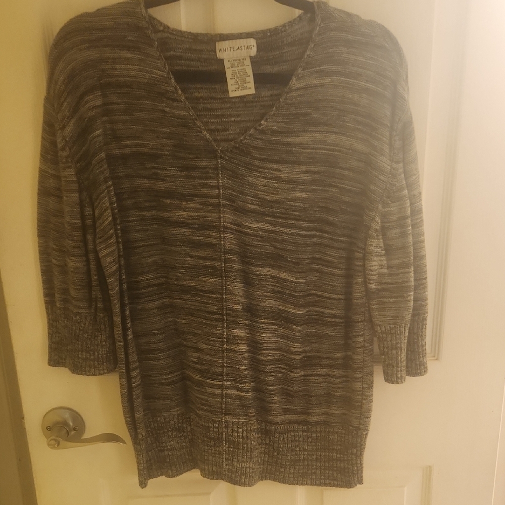White Stag Gray V-Neck Sweater with Relaxed Fit